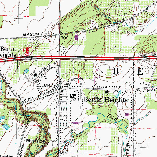 Topographic Map of Berlin Heights Baptist Cemetery, OH