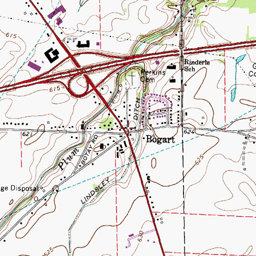 Topographic Map of Bogart Cemetery (historical), OH