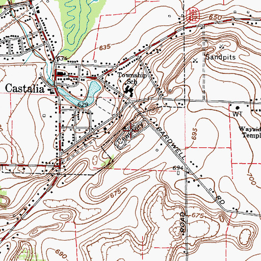 Topographic Map of Castalia Cemetery, OH