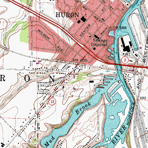 Topographic Map of Huron Cemetery, OH