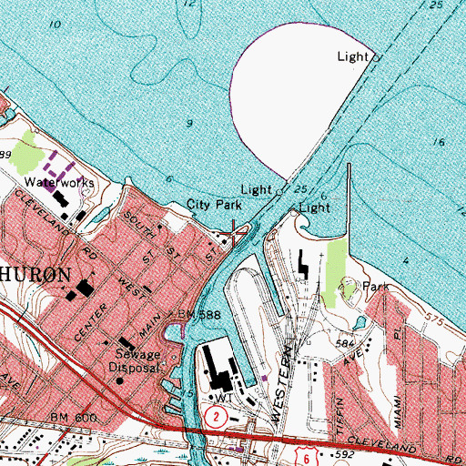 Topographic Map of Main Street Beach, OH