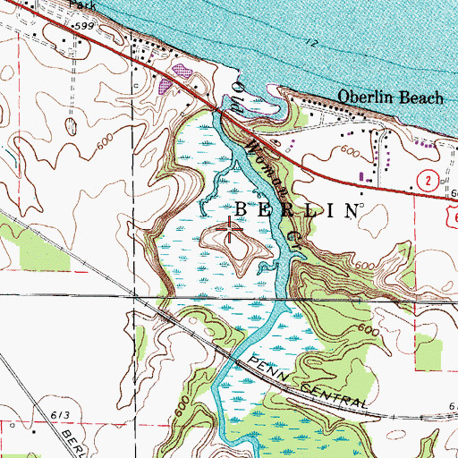 Topographic Map of Old Woman Creek Nature Preserve, OH