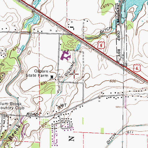 Topographic Map of Osborn Recreation Area, OH