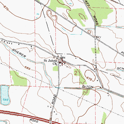 Topographic Map of Oxford Lutheran Cemetery, OH