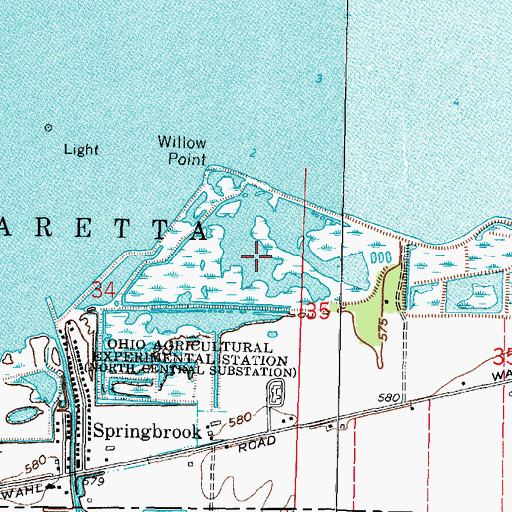 Topographic Map of Willow Point Wildlife Area, OH