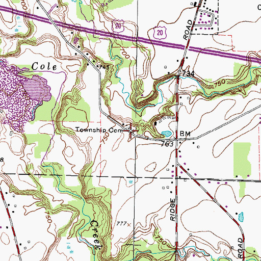 Topographic Map of Axe Factory Cemetery, OH
