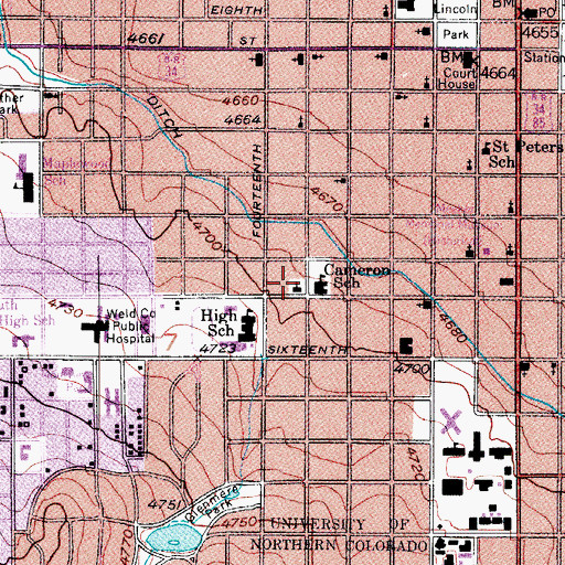 Topographic Map of Cameron School, CO