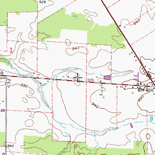 Topographic Map of East Bronson Cemetery, OH