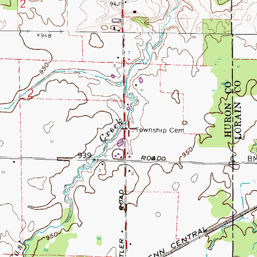 Topographic Map of East Creek Cemetery, OH
