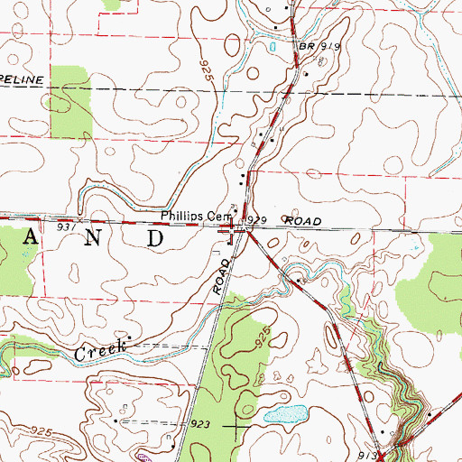 Topographic Map of Five Points Cemetery, OH