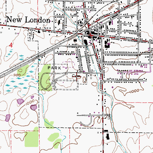 Topographic Map of Grove Street Cemetery, OH