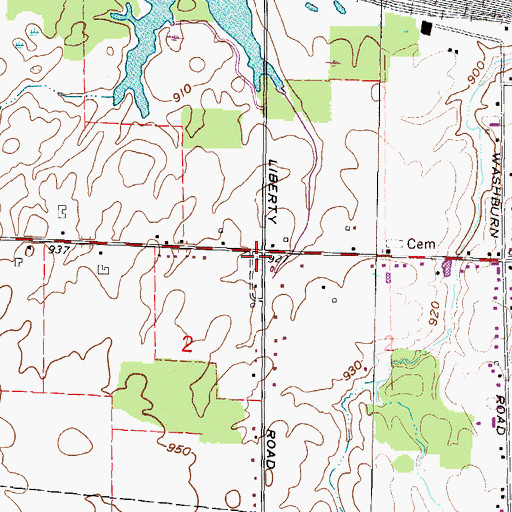 Topographic Map of Lutheran Cemetery, OH