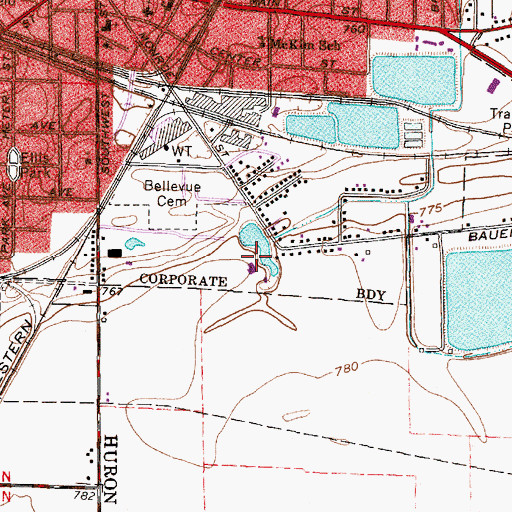 Topographic Map of Mill Pond Park, OH