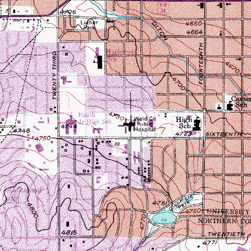 Topographic Map of North Colorado Medical Center, CO
