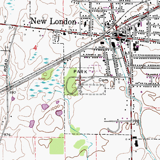 Topographic Map of New London Recreation Park, OH