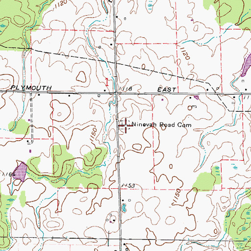 Topographic Map of Ninevah Road Cemetery, OH