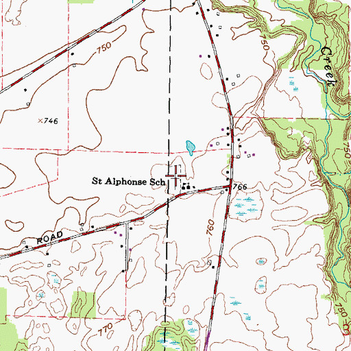 Topographic Map of Saint Alphonsus Catholic Cemetery, OH