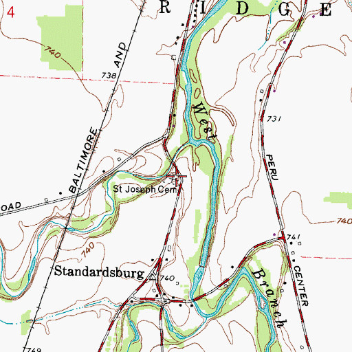 Topographic Map of Saint Joseph Cemetery, OH