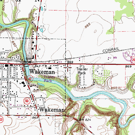 Topographic Map of Saint Mary Catholic Cemetery, OH
