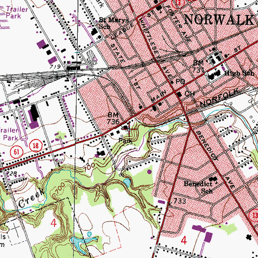Topographic Map of Saint Peter Catholic Cemetery, OH