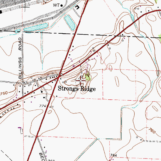 Topographic Map of Strongs Ridge Cemetery, OH