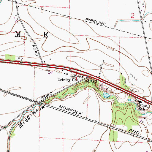 Topographic Map of Trinity Episcopal Cemetery, OH
