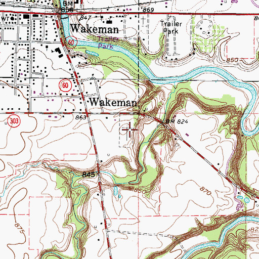 Topographic Map of Wakeman Cemetery, OH