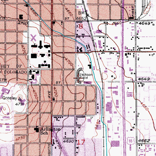 Topographic Map of Jackson Field, CO