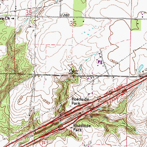 Topographic Map of Andrews Cemetery, OH