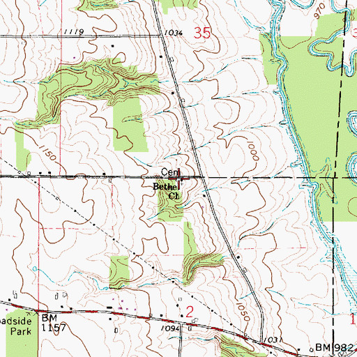 Topographic Map of Bethel Cemetery, OH