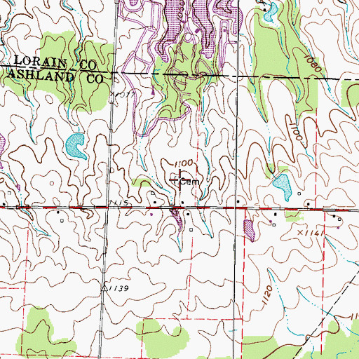 Topographic Map of Close Street Cemetery, OH