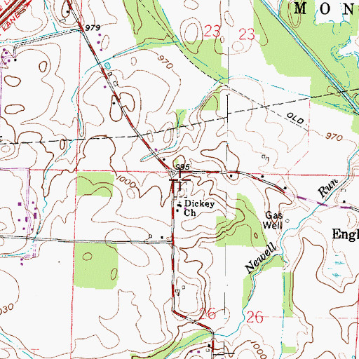 Topographic Map of Dickey Church Cemetery, OH