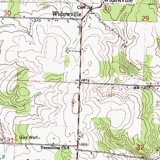 Topographic Map of Harlan Cemetery, OH