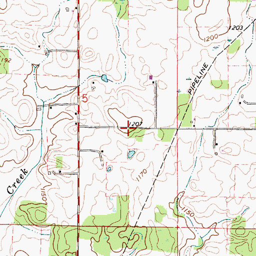Topographic Map of Krebs Cemetery, OH