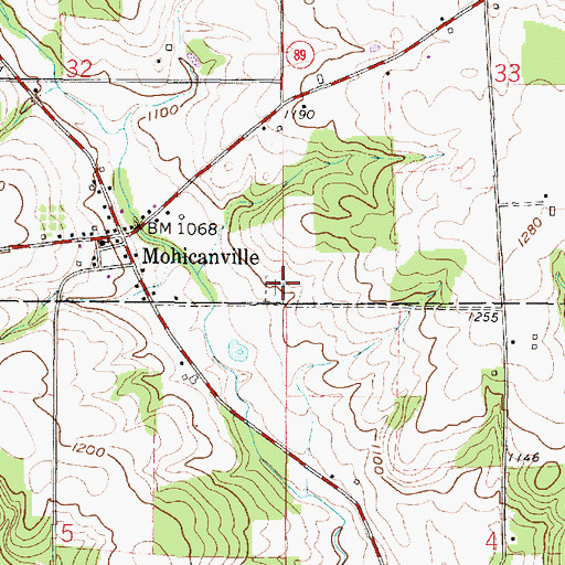 Topographic Map of Mohicanville Cemetery, OH