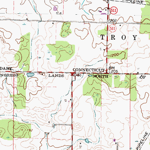 Topographic Map of North Orange Cemetery (historical), OH
