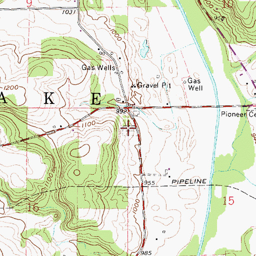 Topographic Map of Old Sixteen Cemetery, OH