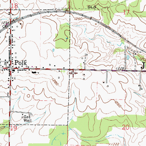 Topographic Map of Polk Cemetery, OH