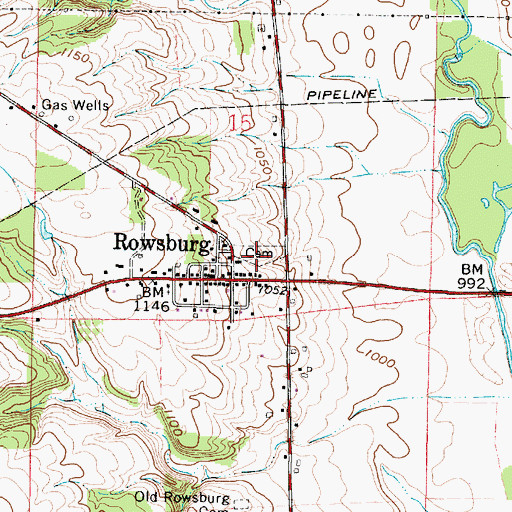 Topographic Map of Rowsburg Cemetery, OH