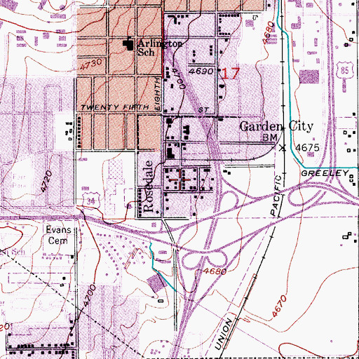 Topographic Map of Garden City, CO