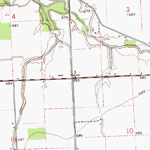 Topographic Map of Bickford School (historical), OH
