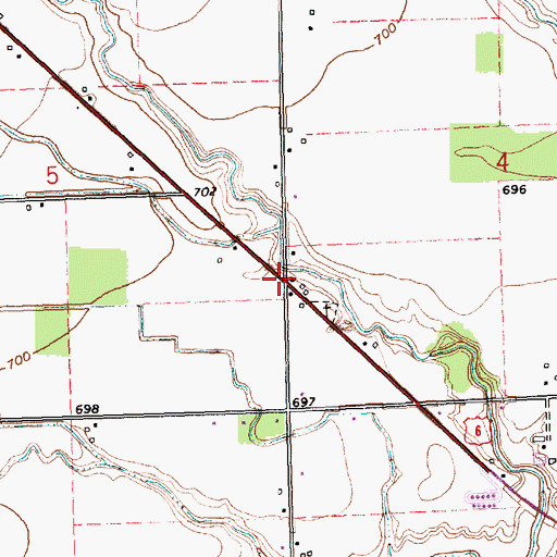 Topographic Map of Bostelmans Corners, OH