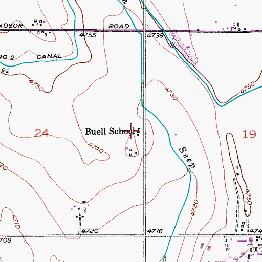 Topographic Map of Buell School (historical), CO