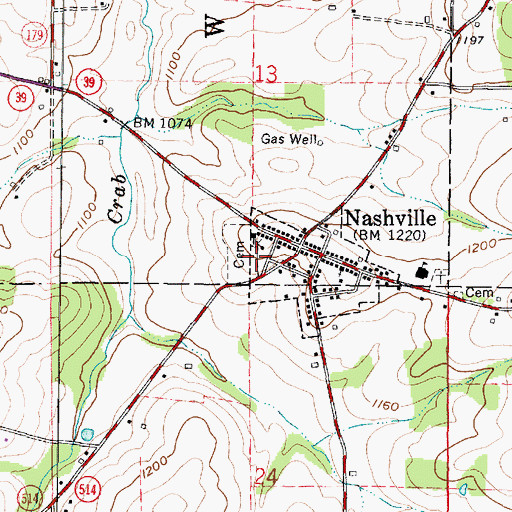 Topographic Map of Nashville Methodist Cemetery, OH