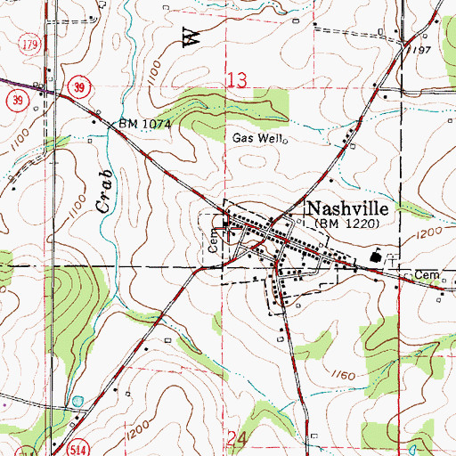 Topographic Map of Nashville Methodist Church, OH