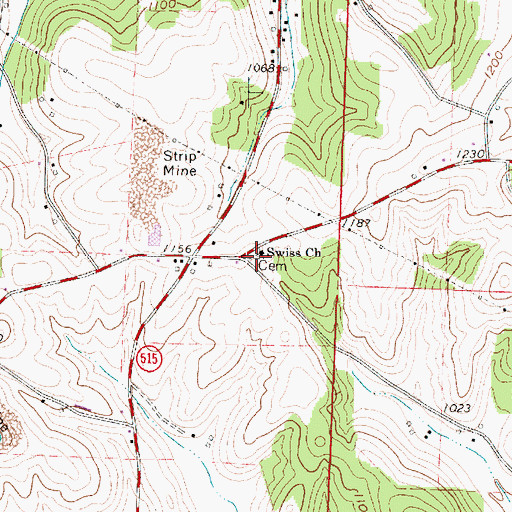 Topographic Map of Trail Swiss Cemetery, OH