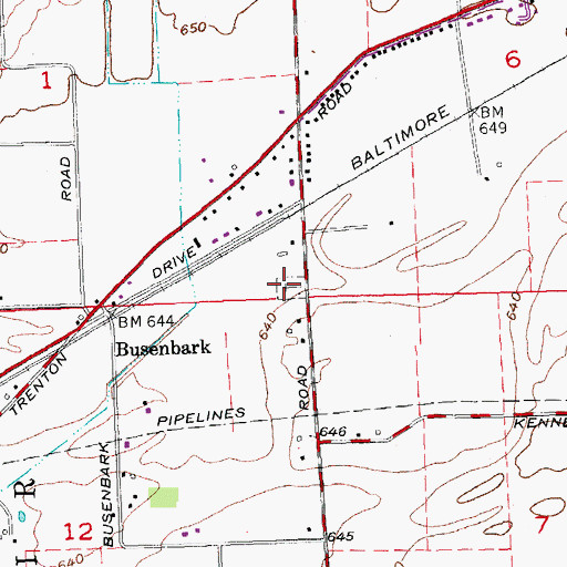 Topographic Map of Augsberger Memorial Cemetery, OH
