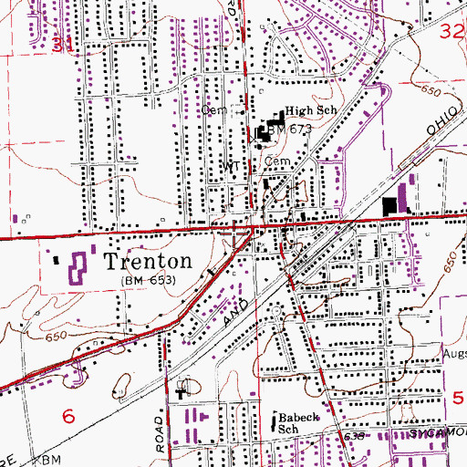 Topographic Map of Baptist Cemetery, OH