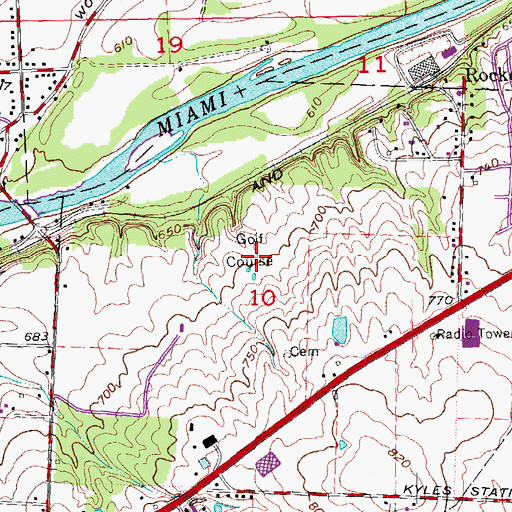 Topographic Map of Elks Country Club, OH