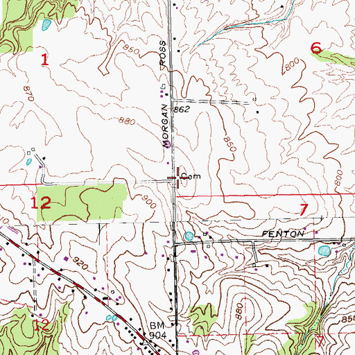 Topographic Map of Fenton Cemetery, OH